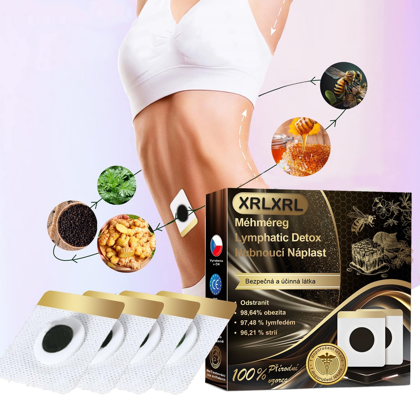 🔥50% sleva - [CE Certifikace] 🐝XRLXRL™ Méhméreg Lymphatic Detox Hubnoucí Náplast