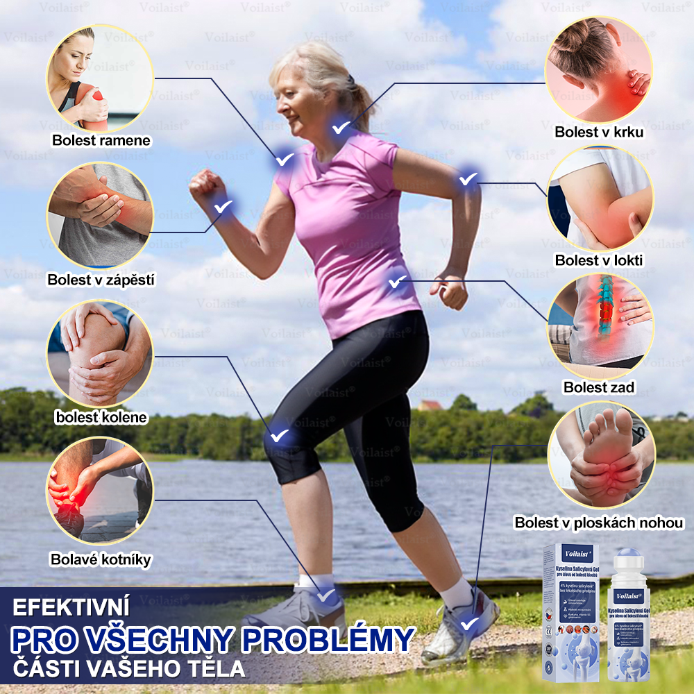💧Voilaist® Kyselina Salicylová Gel pro úlevu od bolesti kloubů - (snižuje otoky kloubů, bolest, ztuhlost, zarudnutí, teplo, bolestivost a únavu kloubů), obsahuje 4% kyseliny salicylové, glukosamin, MSM, arniku, chondroitin, vitamín K2