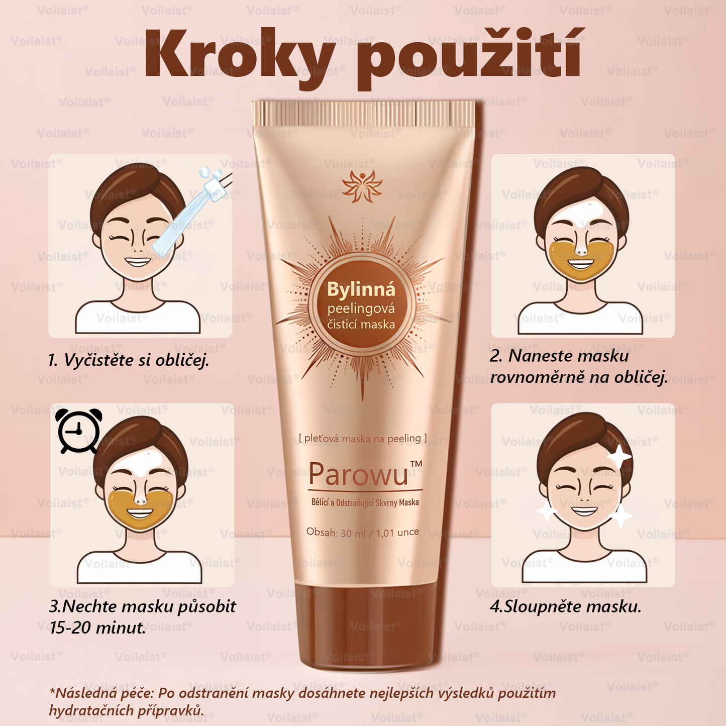 Parowu™ Bělící a Odstraňující Skvrny Maska -Přírodní složky trvale odstraňují pigmentové skvrny, stařecké skvrny, pihy a sluneční skvrny.